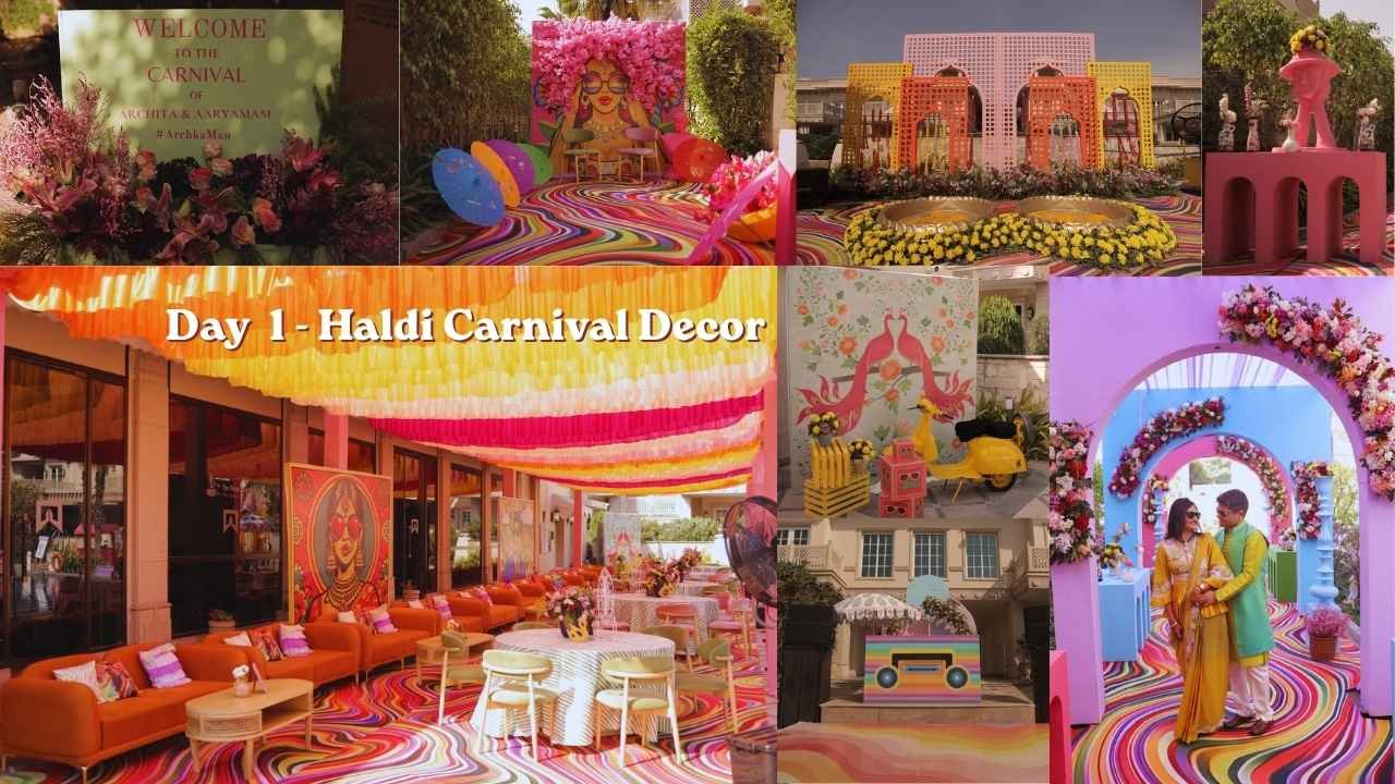 Haldi carnival Decor at ITC Grand Bharat Gurugram Wedding